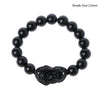 Obsidian Stone Beads Bracelet Unisex Wristband Gold Black Pixiu Bring Wealth and Good Luck Chinese Feng Shui Men Women Bracelets