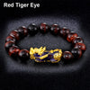 Obsidian Stone Beads Bracelet Unisex Wristband Gold Black Pixiu Bring Wealth and Good Luck Chinese Feng Shui Men Women Bracelets