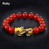 Obsidian Stone Beads Bracelet Unisex Wristband Gold Black Pixiu Bring Wealth and Good Luck Chinese Feng Shui Men Women Bracelets