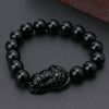 Obsidian Stone Beads Bracelet Unisex Wristband Gold Black Pixiu Bring Wealth and Good Luck Chinese Feng Shui Men Women Bracelets