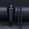 Obsidian Stone Stainless Steel Women Witchcraft Hexagonal Bullet Reiki Point Chakra Charm Necklace Jewelry cadenas mujer