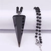 Obsidian Stone Stainless Steel Women Witchcraft Hexagonal Bullet Reiki Point Chakra Charm Necklace Jewelry cadenas mujer