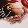 Occident Jewelry Vintage Big Full Crystal Crocodile Necklace Women Clavicle Chain Halloween Pendant Necklace Gift