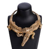 Occident Jewelry Vintage Big Full Crystal Crocodile Necklace Women Clavicle Chain Halloween Pendant Necklace Gift