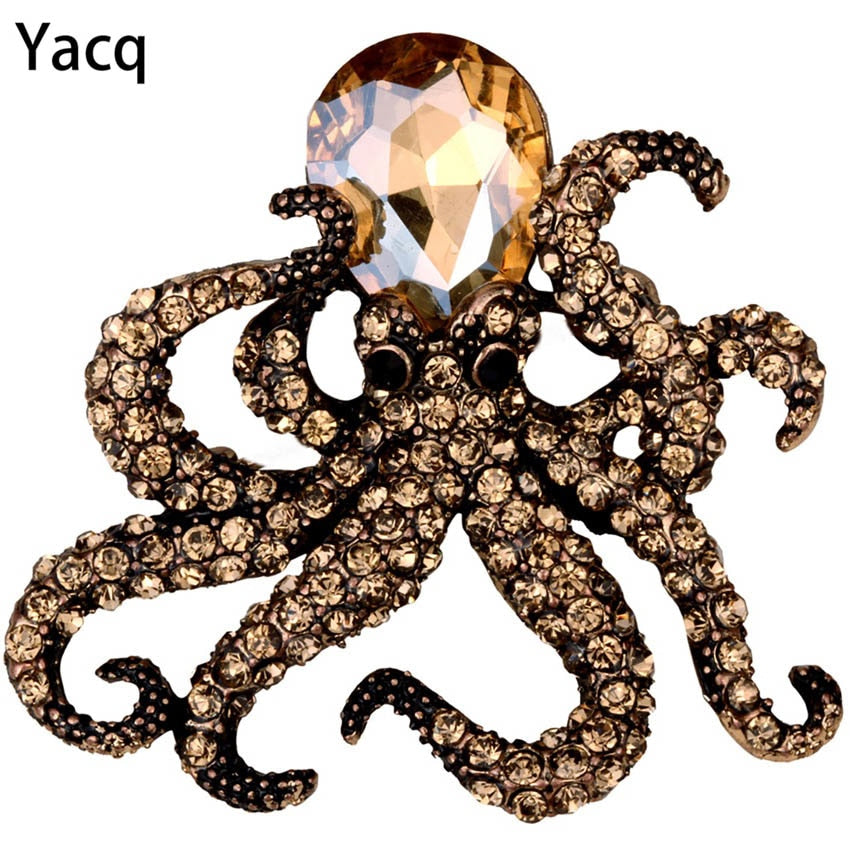 Octopus stretch ring antique gold silver color W crystal fashion scarf jewelry charm gifts for women