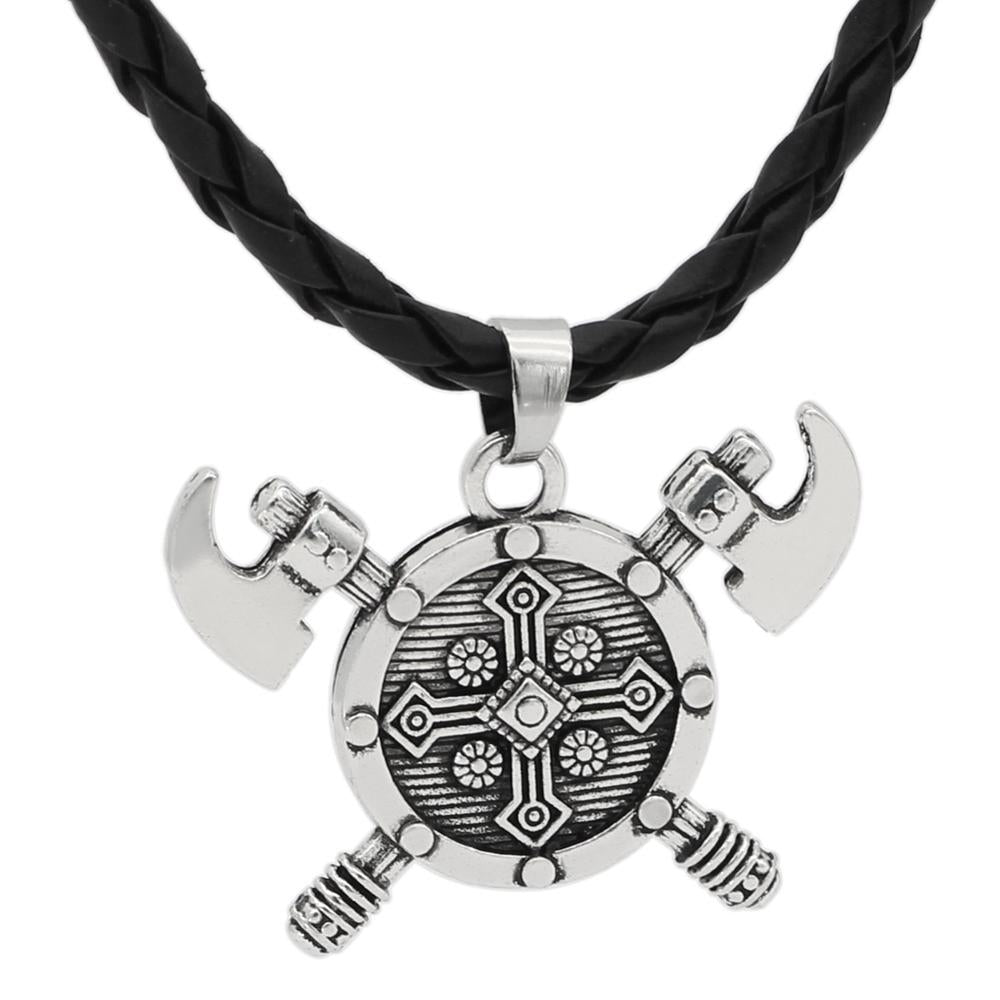 Odin Symbol Necklace Vintage Myth Viking Double Axe Pendant Classic Trendy Men's Couple Models Amulet Necklace Gifts Accessories