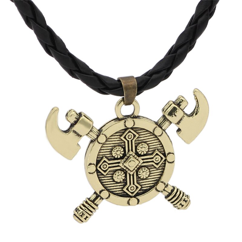 Odin Symbol Necklace Vintage Myth Viking Double Axe Pendant Classic Trendy Men's Couple Models Amulet Necklace Gifts Accessories