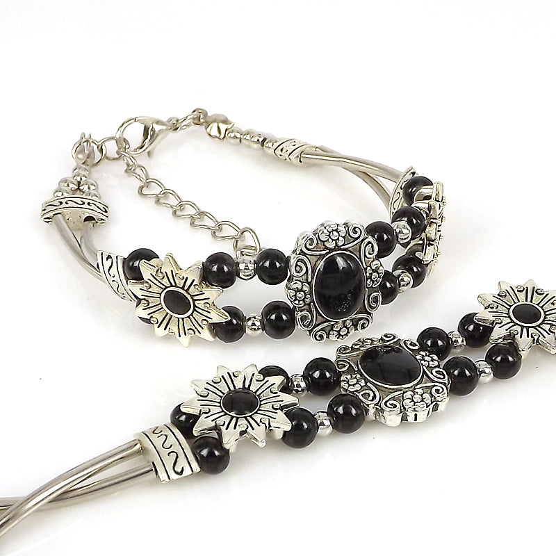 Vintage stone Bracelets for Women Silver Chain Blue Boho Bohemian Bracelet with Stones Bohemian Jewelry Gift ZA-069