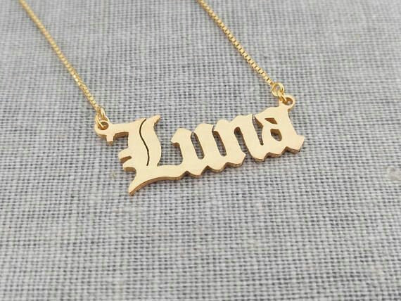 Old English Custom Name Necklace Any Name Pendant For Women Men Fashion Personalized Jewelry Stainless Steel Rose Gold Collier