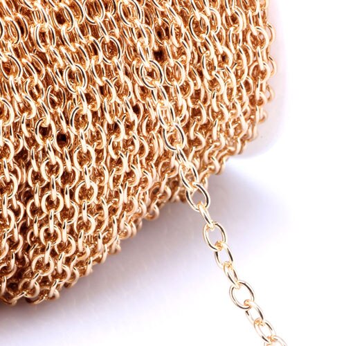 OlingArt 3M/Lot 6MM Rose Gold/Gold/Rhodium/Bronze Color Plated Oval Shape Cross Link Chains DIY Jewelry Accessories Making