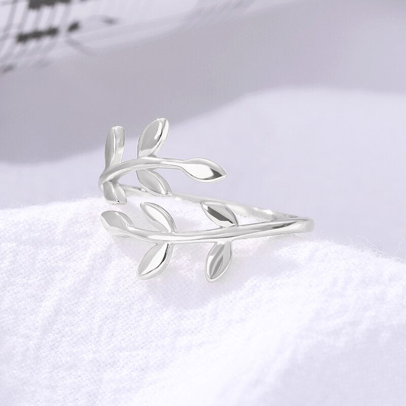 Olive Tree Branch Leaves Rings For Women Open Adjustable Gold Color Ring Plant Female Knuckle Couple Wedding Band Jewelry anillo