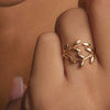 Olive Tree Branch Leaves Rings For Women Open Adjustable Gold Color Ring Plant Female Knuckle Couple Wedding Band Jewelry anillo
