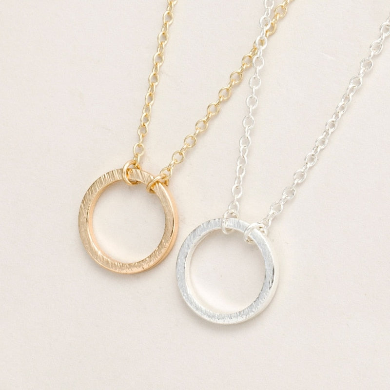2020 New Fashion Gold Circle Round Pendant Necklaces for Women Simple Cute Elegant Necklace Party Jewelry Gifts -N083