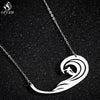 Oly2u Ocean Wave Pendant Necklace Women Stainless Steel Surfing Necklaces Men Summer Beach Surf Jewelry Sportsman Gifts