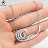 Oly2u Ocean Wave Pendant Necklace Women Stainless Steel Surfing Necklaces Men Summer Beach Surf Jewelry Sportsman Gifts
