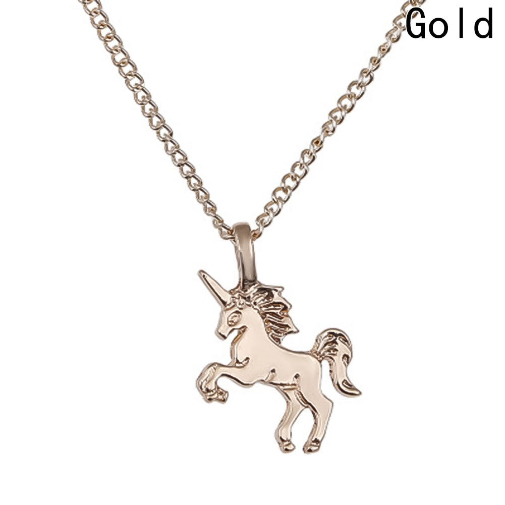 On Sale Gold&Silver Plated Unicorn Pendant Necklaces Simple Women Chain Necklace Christmas Birthday
