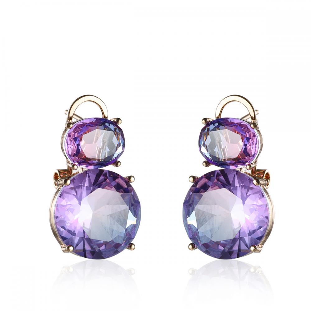 One Big and One Small Two Round Crystal Pendant Earrings Women's Earrings Metal Earrings Accessories Party Jewelry