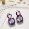 One Big and One Small Two Round Crystal Pendant Earrings Women's Earrings Metal Earrings Accessories Party Jewelry