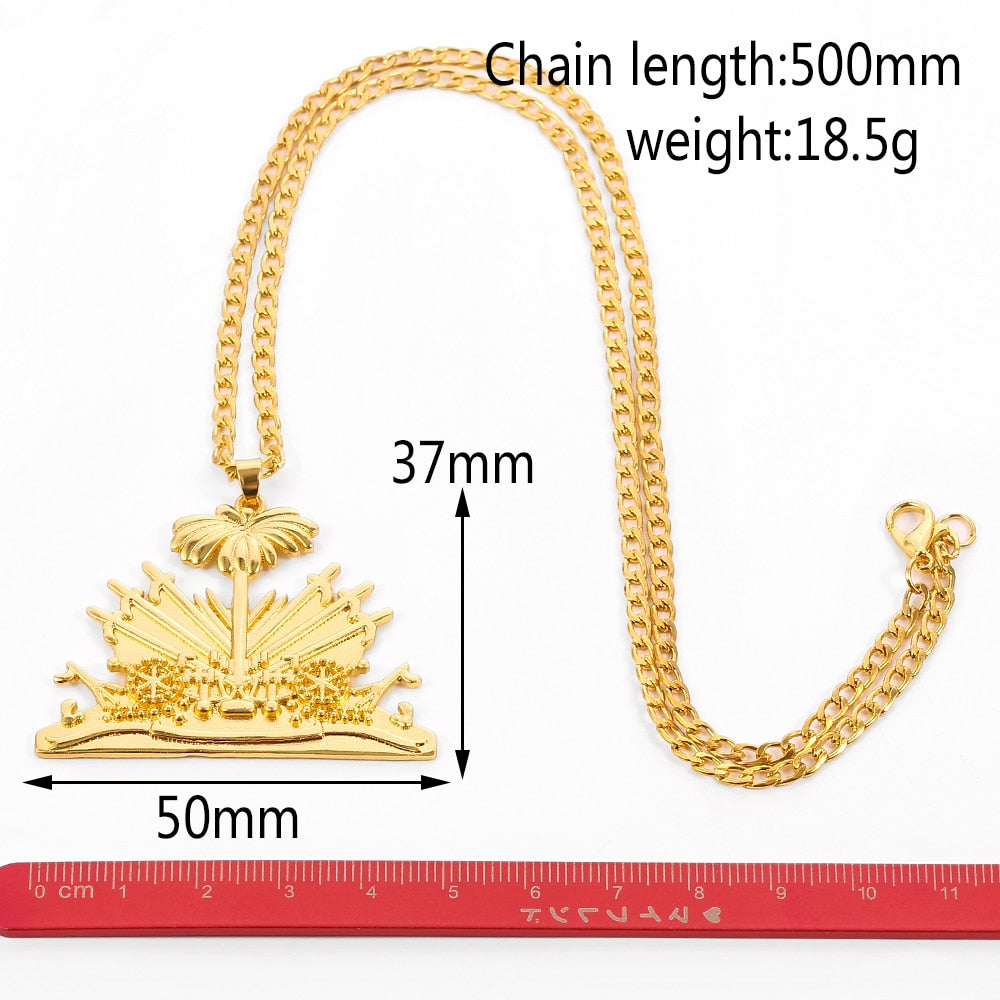 One Piece Haiti Pendant and Necklace for Men Women Chain Necklace Gold Silver Color Jewelry Gifts of Haiti Ayiti Jewellery