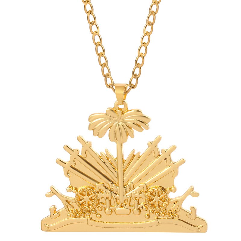 One Piece Haiti Pendant and Necklace for Men Women Chain Necklace Gold Silver Color Jewelry Gifts of Haiti Ayiti Jewellery