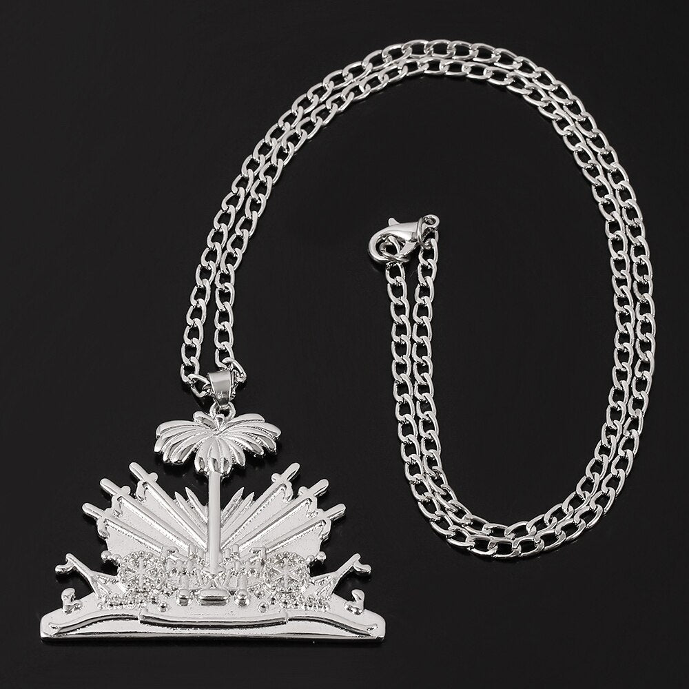 One Piece Haiti Pendant and Necklace for Men Women Chain Necklace Gold Silver Color Jewelry Gifts of Haiti Ayiti Jewellery