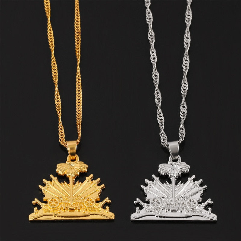 One Piece Haiti Pendant and Necklace for Men Women Chain Necklace Gold Silver Color Jewelry Gifts of Haiti Ayiti Jewellery