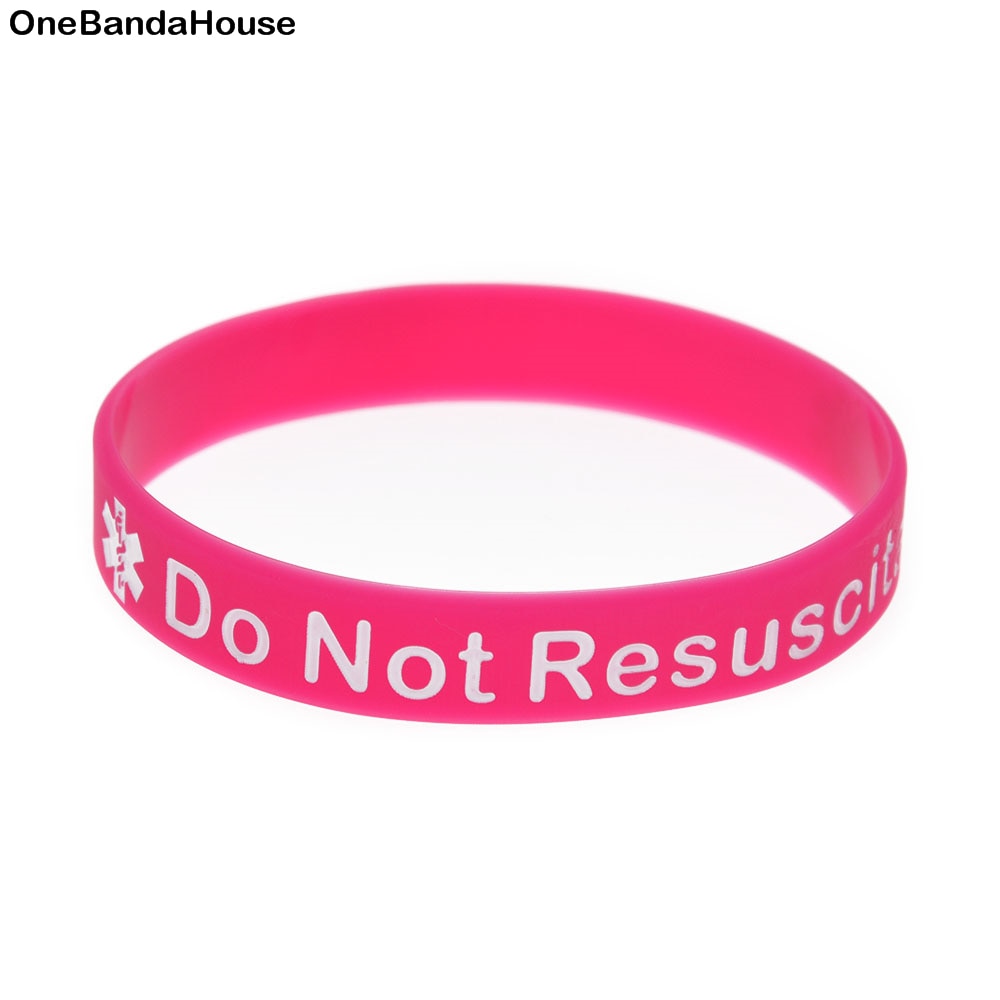 1PC Do not Resuscitate Silicone Wristband Adult Size Medical Alert Bracelet for Emergency Classic Decoration Band