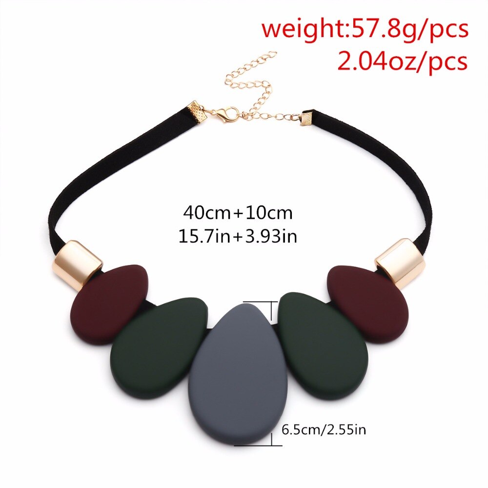 Onnea Resin Water Drop Charm Collar Necklace Women  Vintage Pendants Maxi Necklace Jewelry Gifts