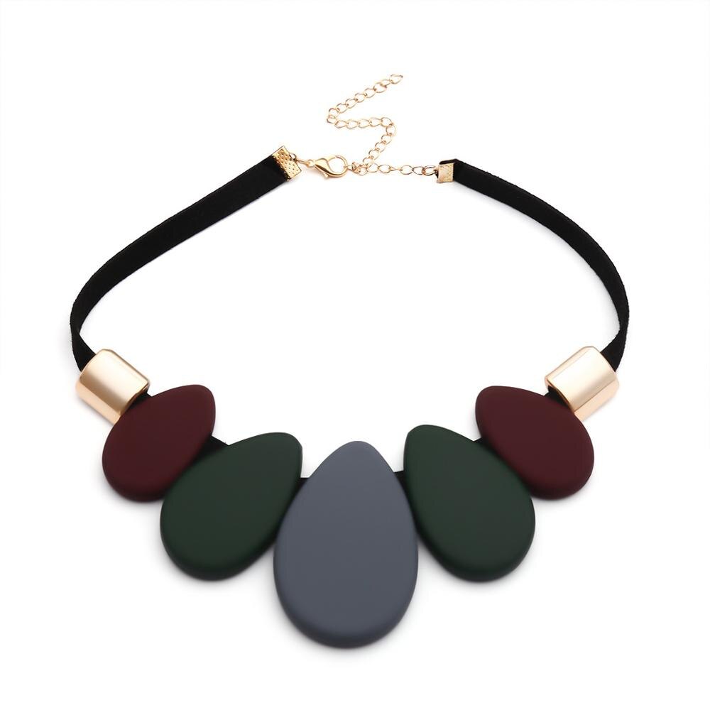 Onnea Resin Water Drop Charm Collar Necklace Women  Vintage Pendants Maxi Necklace Jewelry Gifts