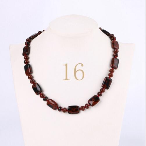Onyx Amber Opal Black agate Vintage Necklace Set Crystal Power Natural Stone Chain Charm Reiki Men Statement Fine Choker Jewelry