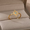 Opal Hexagonal Flower Rings For Women Stainless Steel Gold Color Floral Finger Ring 2023 Trend Wedding Couple Jewerly