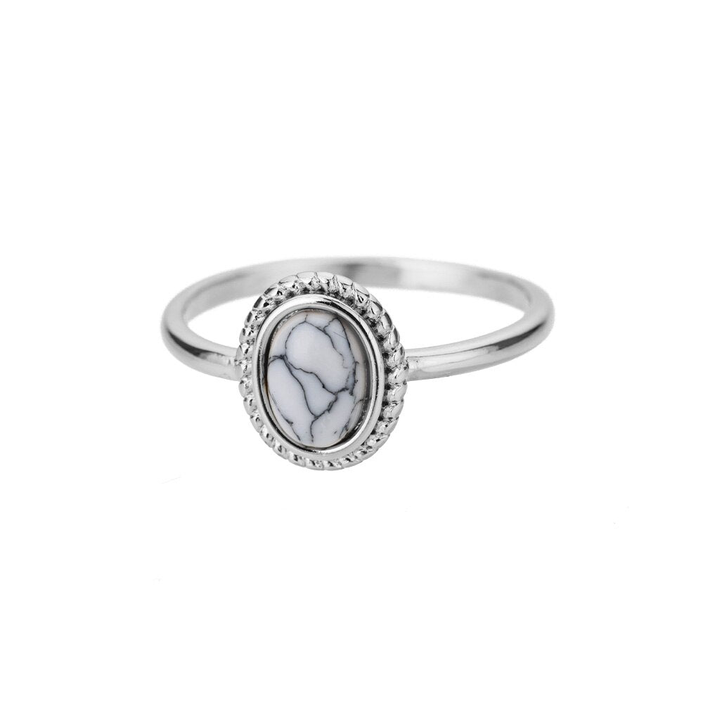 Opal Rings For Women Stainless Steel Gold Color Moonstone Ring 2023 Trend Wedding Band Couple Aesthetic Jewelry Anillos Mujer
