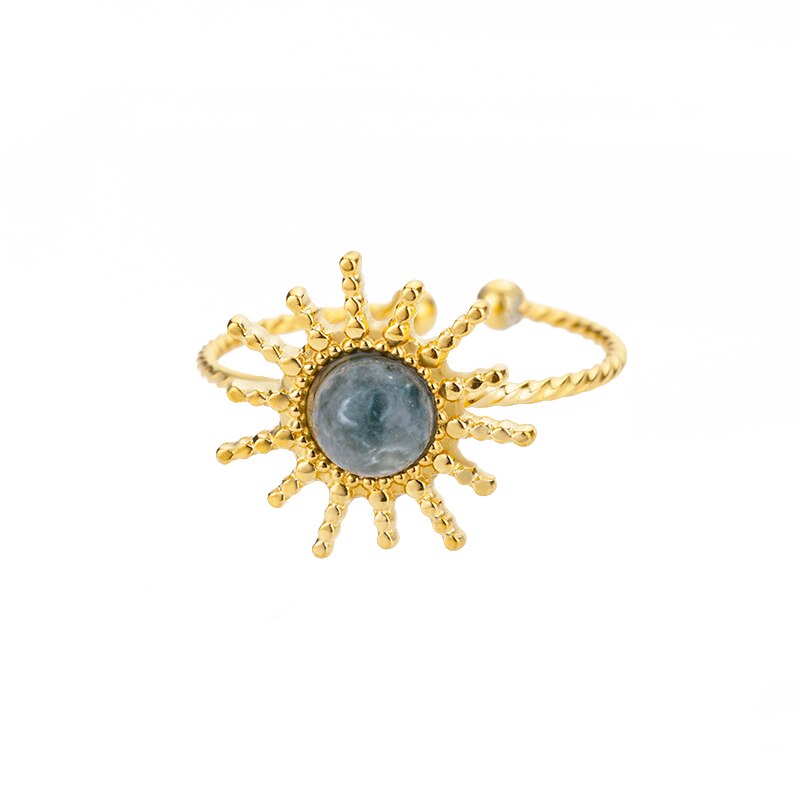 Opal Rings For Women Stainless Steel Gold Color Moonstone Ring 2023 Trend Wedding Band Couple Aesthetic Jewelry Anillos Mujer