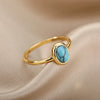 Opal Rings For Women Stainless Steel Gold Color Moonstone Ring 2023 Trend Wedding Band Couple Aesthetic Jewelry Anillos Mujer