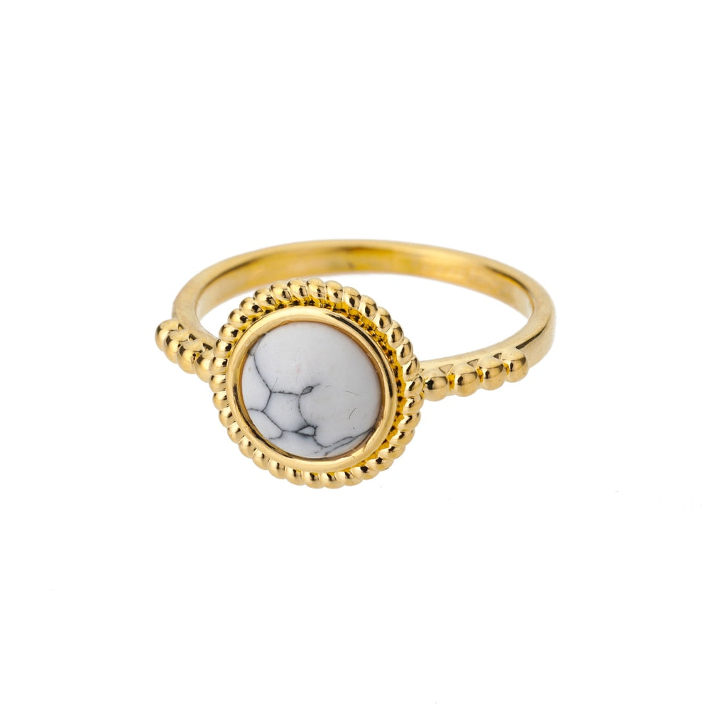 Opal Rings For Women Stainless Steel Gold Color Moonstone Ring 2023 Trend Wedding Band Couple Aesthetic Jewelry Anillos Mujer