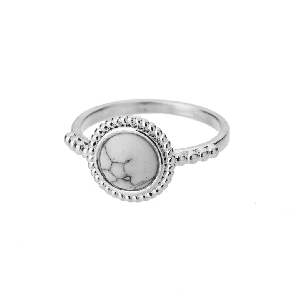 Opal Rings For Women Stainless Steel Gold Color Moonstone Ring 2023 Trend Wedding Band Couple Aesthetic Jewelry Anillos Mujer