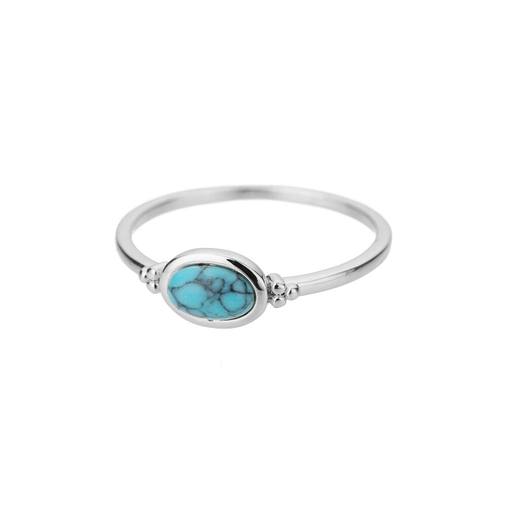 Opal Rings For Women Stainless Steel Gold Color Moonstone Ring 2023 Trend Wedding Band Couple Aesthetic Jewelry Anillos Mujer