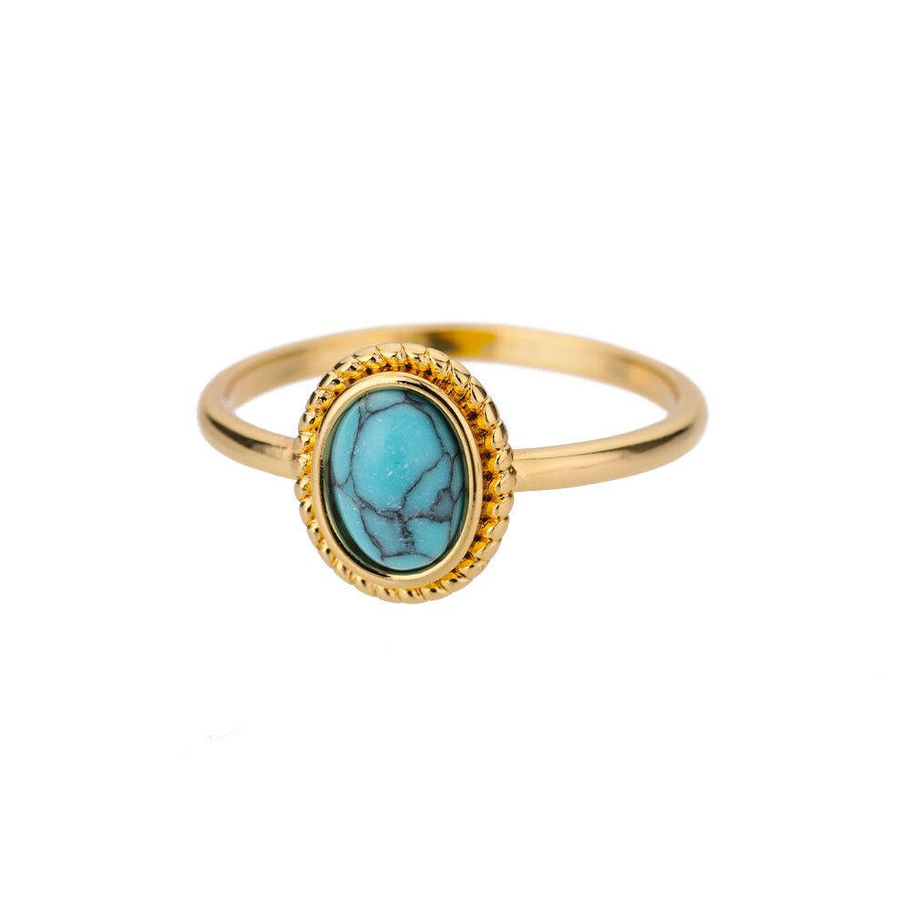Opal Rings For Women Stainless Steel Gold Color Moonstone Ring 2023 Trend Wedding Band Couple Aesthetic Jewelry Anillos Mujer