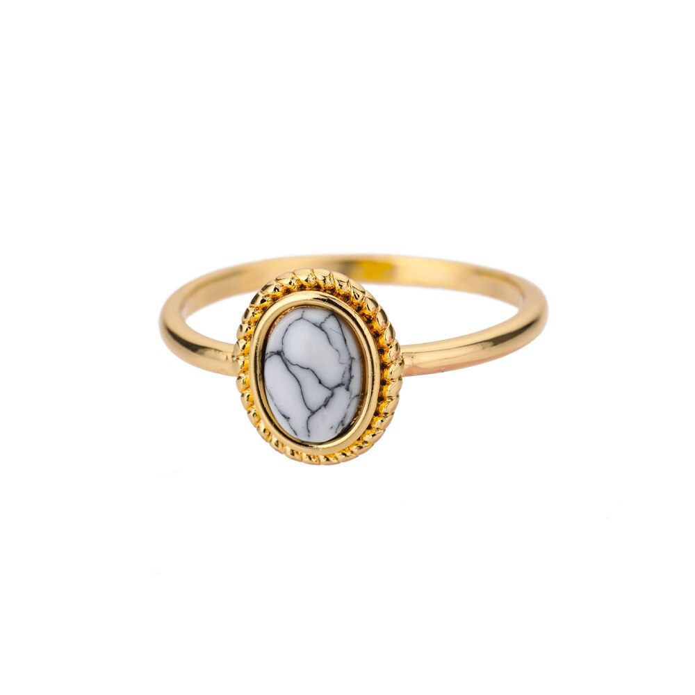 Opal Rings For Women Stainless Steel Gold Color Moonstone Ring 2023 Trend Wedding Band Couple Aesthetic Jewelry Anillos Mujer