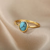Opal Rings For Women Stainless Steel Gold Color Moonstone Ring 2023 Trend Wedding Band Couple Aesthetic Jewelry Anillos Mujer