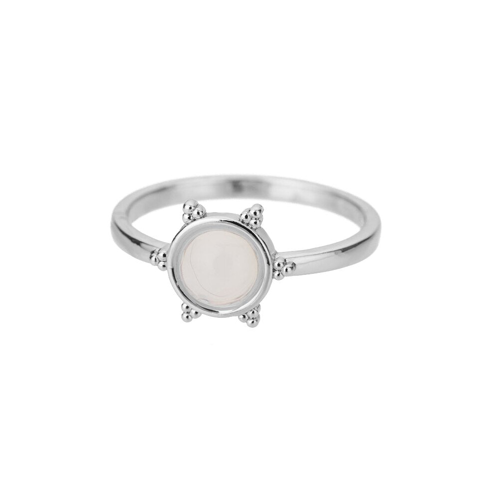 Opal Rings For Women Stainless Steel Gold Color Moonstone Ring 2023 Trend Wedding Band Couple Aesthetic Jewelry Anillos Mujer