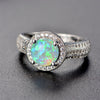 Opal Rings For Women Sterling S925 Silver Round Multicolor Stone Trendy Luxury Fine Jewelry Bridal Wedding Anniversary Ring