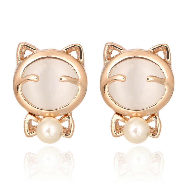 Opal Stone Simulated Pearl Love Stud Earring For Women Wholesale Rose Gold Color Fashion Brand Jewelry brincos DWE152