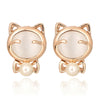 Opal Stone Simulated Pearl Love Stud Earring For Women Wholesale Rose Gold Color Fashion Brand Jewelry brincos DWE152