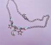 Opalite Moon and Star Choker - Pastel Goth Choker - Kawaii Choker - Nu Goth - Boho Choker - Moon and Star Necklace