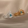 Open Blue Opal Rings For Women Adjustable Stainless Steel Gold Color Ring 2023 Trend Wedding Jewelry Couple Gift anillos