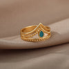 Open Blue Opal Rings For Women Adjustable Stainless Steel Gold Color Ring 2023 Trend Wedding Jewelry Couple Gift anillos