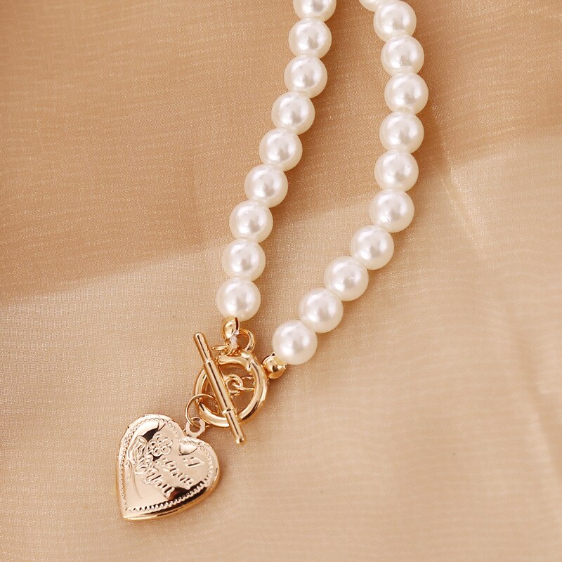 Open Love Pearl Vintage Necklace Women's Letter Item Clavicle Chain necklaces for women  pearl necklace