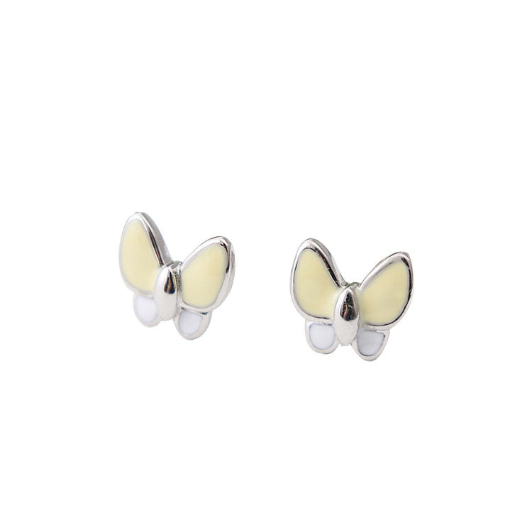 Orange/Yellow Enamel Cute Honeybees 925 Silver Stud Earrings