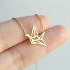Origami Crane Necklace Animal Jewelry Stainless Steel Gold Color Origami Bird Pendant Necklace Bridesmaid Gifts